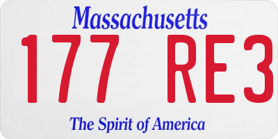 MA license plate 177RE3