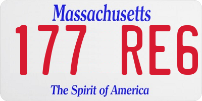 MA license plate 177RE6