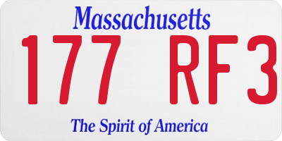 MA license plate 177RF3
