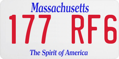 MA license plate 177RF6