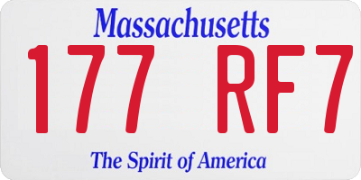 MA license plate 177RF7