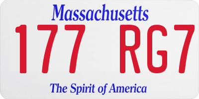 MA license plate 177RG7