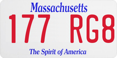 MA license plate 177RG8