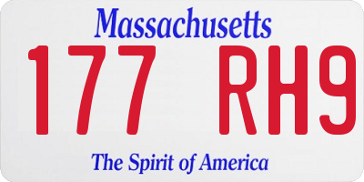 MA license plate 177RH9
