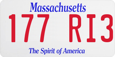 MA license plate 177RI3
