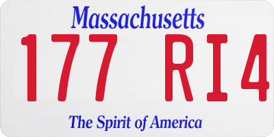 MA license plate 177RI4