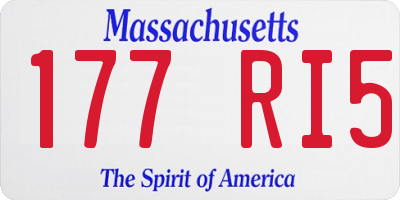 MA license plate 177RI5