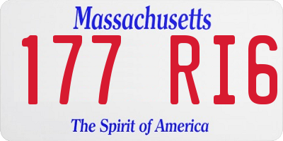MA license plate 177RI6