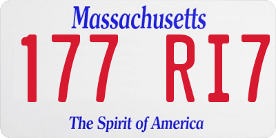 MA license plate 177RI7