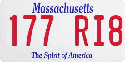 MA license plate 177RI8