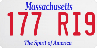 MA license plate 177RI9