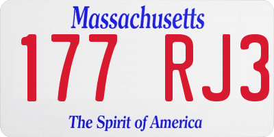 MA license plate 177RJ3