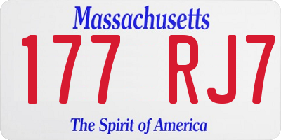 MA license plate 177RJ7