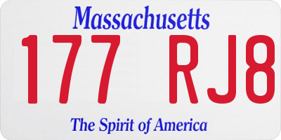 MA license plate 177RJ8
