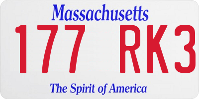 MA license plate 177RK3
