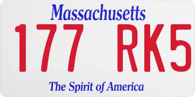 MA license plate 177RK5