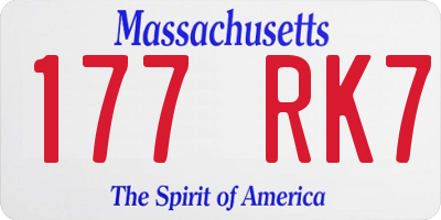 MA license plate 177RK7