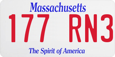 MA license plate 177RN3