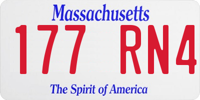 MA license plate 177RN4