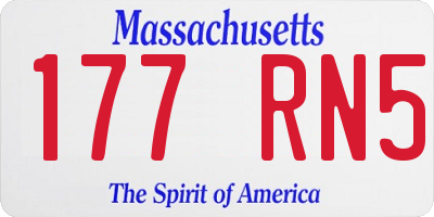 MA license plate 177RN5