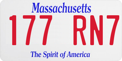 MA license plate 177RN7