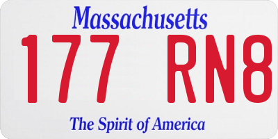 MA license plate 177RN8