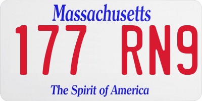 MA license plate 177RN9