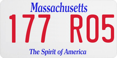 MA license plate 177RO5