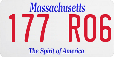 MA license plate 177RO6