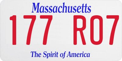 MA license plate 177RO7
