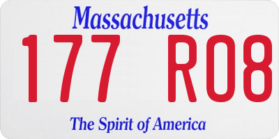 MA license plate 177RO8