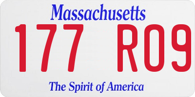 MA license plate 177RO9