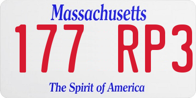 MA license plate 177RP3