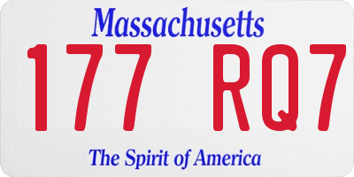 MA license plate 177RQ7