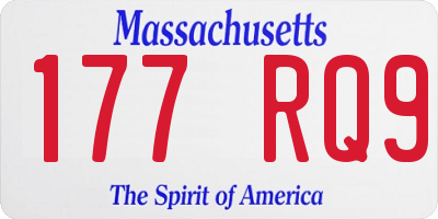 MA license plate 177RQ9