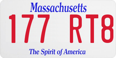 MA license plate 177RT8