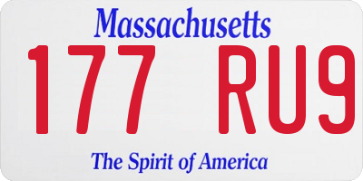 MA license plate 177RU9