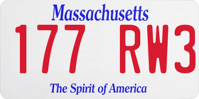 MA license plate 177RW3