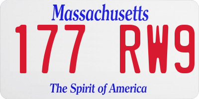 MA license plate 177RW9