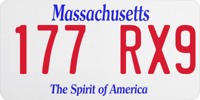MA license plate 177RX9