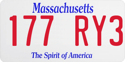 MA license plate 177RY3