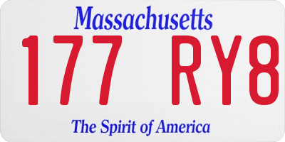 MA license plate 177RY8