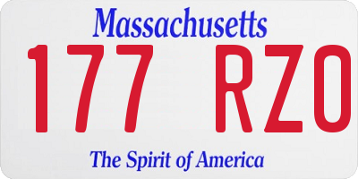 MA license plate 177RZ0