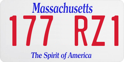 MA license plate 177RZ1