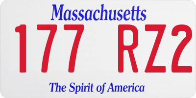 MA license plate 177RZ2