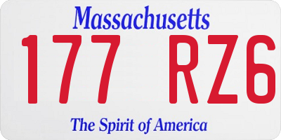 MA license plate 177RZ6