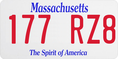 MA license plate 177RZ8
