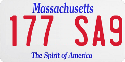 MA license plate 177SA9
