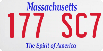 MA license plate 177SC7
