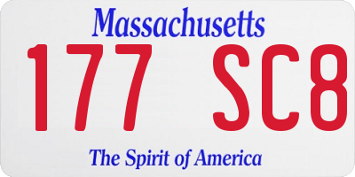 MA license plate 177SC8